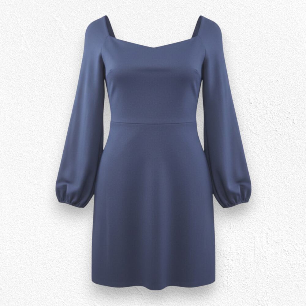 Dress the Population Navy Blue Esperanza Balloon Sleeve Mini Dress Size Large